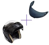 Carbon Fiber Flip Up Modular Motorcycle Street Sport Bike Dual Visor Full Face Helmet DOT with Smoke Visor (Large)