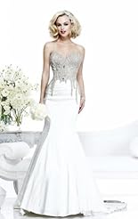 Mermaid Crystal Lace Applique Beaded Crystals Chiffon/Taffeta/Tulle Corset   Waistline Wedding Dress 