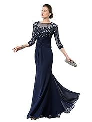 Plus Size Lace Applique Chiffon Bateau Neck Mother-of-the-Bride Dress 