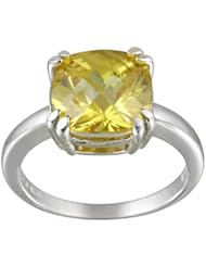 Sterling Silver Square Briolette Cut Colored Cubic Zirconia Ring