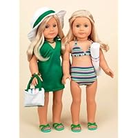 Striped Bikini with Green Cover Up. COMPLETE Outfit with Sandals. Fits 18 Dolls like American Girl®