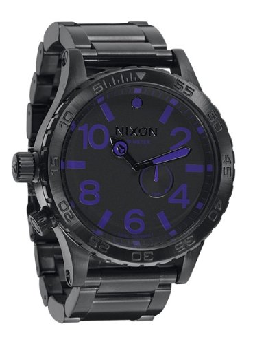 Nixon 51-30 Watch - Men's All Black / Purple, One Size