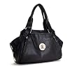 Auth Kooba Riley Black Leather Duffel w/ Turnlock Bag