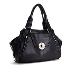 Auth Kooba Riley Black Leather Duffel w/ Turnlock Bag