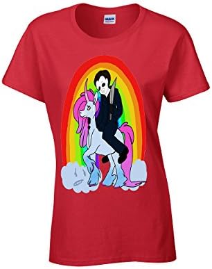 Rainbow Unicorn Micheal Myers Women's T-shirt Red Large