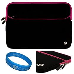 Netbook 12.1 inch Black-Pink carry case for Lenovo Thinkpad X40 X201 I5-540M X200s 7470-F75 X200 7458 + SumacLife TM Wisdom Courage Wristband