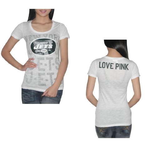 Pink Victoria's Secret Womens NFL New York Jets T Shirt Medium White at Amazon.com