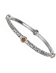 Phillip Gavriel 18K Yellow Gold and Sterling Silver Bangle With Four Citrine Gems