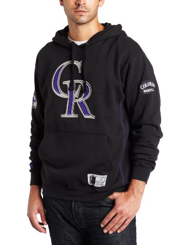 MLB Men's Colorado Rockies Be Proud Long Sleeve Hooded Fleece Pullover, Black/Regal Purple, X-Large