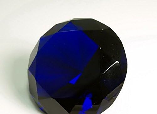 Diamond Jewel Paperweight 100mm Dark Blue Round Cut