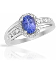 14K White Gold Tanzanite and Diamond Ring -- LIFETIME WARRANTY