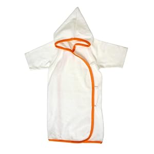 giggle Better Basics Hooded Bath Kimono - Orange Trim (organic Cotton)