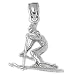 CleverSilver's Sterling Silver Pendant 3-D Skiing, Snowboard