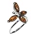 Certified Genuine Honey Amber and Sterling Silver Butterfly Ring