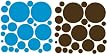 72 Electric Blue and Brown Wall Dots Peel and Stick Removable Wall Pops Stickers