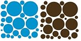 72 Electric Blue and Brown Wall Dots Peel and Stick Removable Wall Pops Stickers