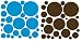 72 Electric Blue and Brown Wall Dots Peel and Stick Removable Wall Pops Stickers