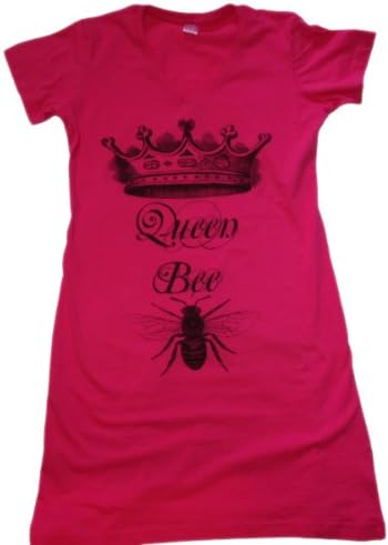 Cotton Sleepshirts - Designed and Printed in the USA - Quirky, Whimsical Designs (L/XL, Queen Bee Hot Pink)