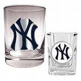 MLB New York Yankees Rocks Glass & Square Shot Glass Set - Primary Logo