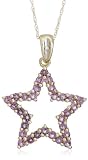 10k Yellow Gold, February Birthstone Amethyst Star Pendant, 18
