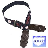 （キッズ ）KIDS スカルハート柄フックベルト（子供用ベルト 調節可能） ネイビー