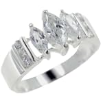 Size 7 Triple Marquise Cz Sterling Silver Jewelry Ring Fashion