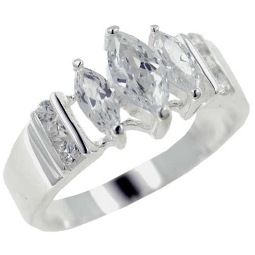 Pugster Size 7 Triple Marquise Cz Sterling Silver Jewelry Ring Fashion