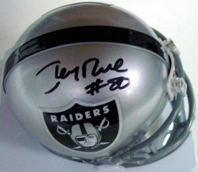JERRY RICE SIGNED AUTOGRAPHED OAKLAND RAIDERS MINI HELMET + HOLOGRAM