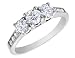 Diamond Engagement Anniversary Three Stone Ring 3/4 Carat (ctw) in 14K White Gold (Certified)