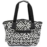 Baby Essentials Black, White & Tan Printed Bucket Bag