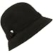 Wool Winter Cloche Bucket Long Side Button Hat Black Apparel for Funerals.