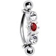 Silver 925 Top Down L. Siam Austrian Crystal Eyebrow Ring