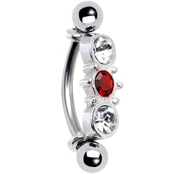 Silver 925 Top Down L. Siam Austrian Crystal Eyebrow Ring