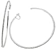 HUGE Bracelet Sized Bling Hip Clips! 4" Crystal Ice Clip-On Hoop Earrings With Screw Adjustment - Rhodium Silver Plating