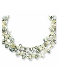 Sterling Silver Freshwater Cultured Grey & White Baroque Pearl Necklace