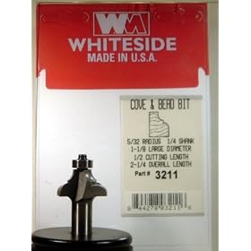 3211 CARBIDE-TIP 2 FLUTE COVE AND BEAD EDGE PROFILE ROUTER BIT W BB 5 32 RADIUS X 1-1 8 LG DIA by Whiteside