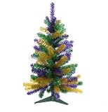 3′ Unique Purple Mardi Gras Artificial Tinsel Christmas Tree #57235-AB