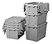 Akro-Mils 39175 Industrial Plastic Storage Tote with Hinged Attached Lid, (21.5-Inch L by 15-Inch W by 17-Inch H), Gray, (4-Pack)