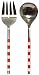 Decorative Stainless Steel Salad Servers Coral Colored and Natural Bone Handles