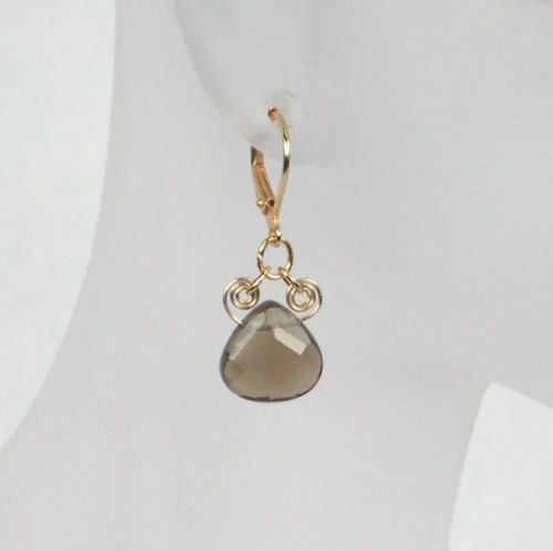 Ladies tear-drop earing – smokey quartz