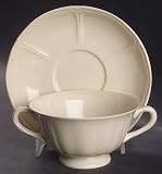 Wedgwood Queen'S Plain Cream Soup and Saucer Set (Footed), Fine China Dinnerware