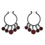 Lush Siam Red Hematite Tone Chandelier Hoop Earrings