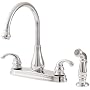 Price Pfister 036-4DCC Treviso Double Handle Kitchen Faucet with Side Spray, Chrome
