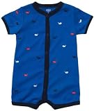 Cartersカーターズ くじら刺繍前開きカバーオールBlueクリーパー