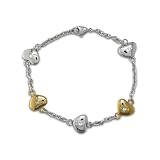 41bHtzoLOiL. SL160  Ladies 8 Inch Stainless Steel and Gold Heart Chain Bracelet