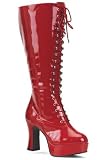 Wide Width 4 Inch Heel Full Lace Up Knee High Boots