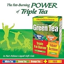 Green Tea, White Tea, Orange Tea Triple Fat Burner - 120 Liquid Softgels + 6 Fiber Action Drink Packs