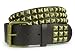 SNAP ON THREE ROW OF PUNK ROCK STAR METAL DISTRESSED BRASS STUDDED BROWN LEATHER BELT