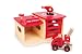 All wood brightly coloured fire station set with engine and helicopter_s-1