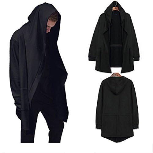 My Royal Men's Long Hooded Cape - Black Hoodies Overcoat